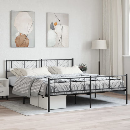 Estrutura de cama com cabeceira e pés 200x200 cm metal preto