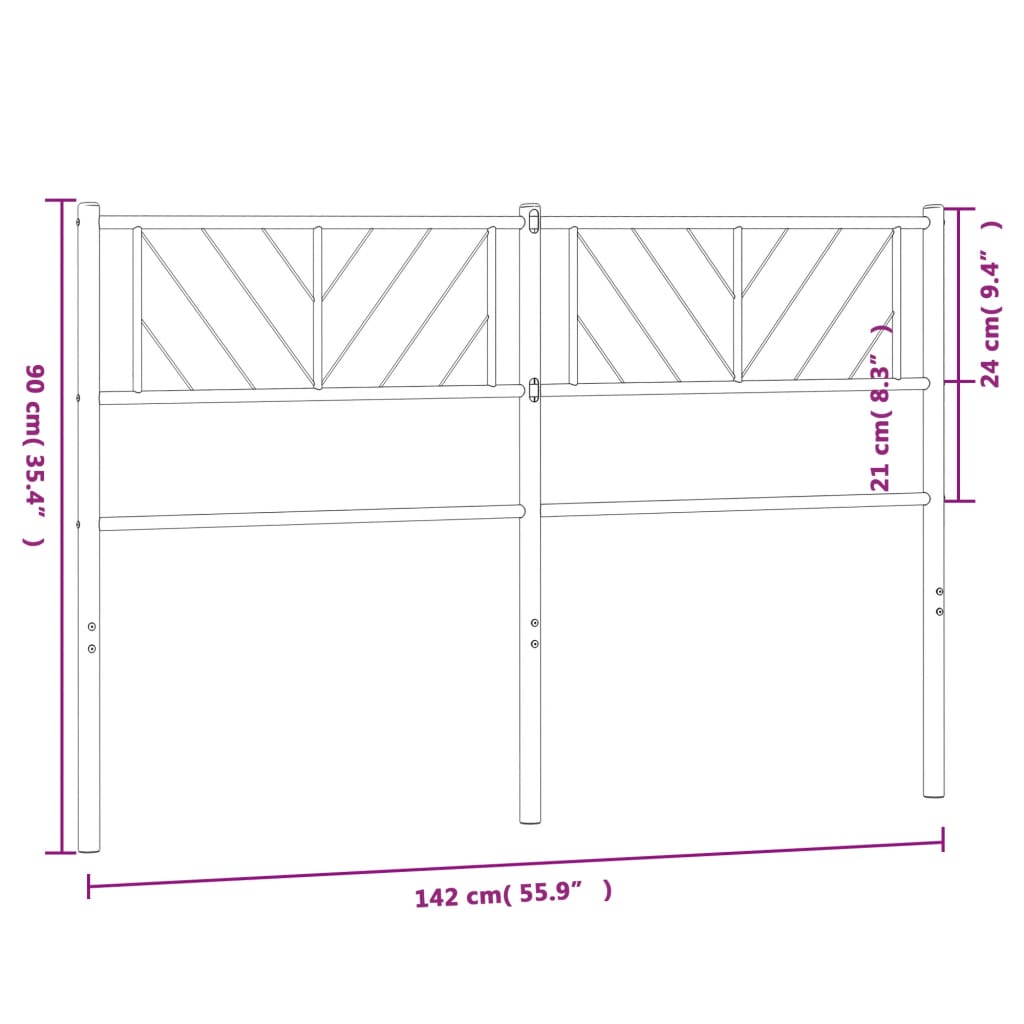 Cabeceira de cama 135 cm metal preto