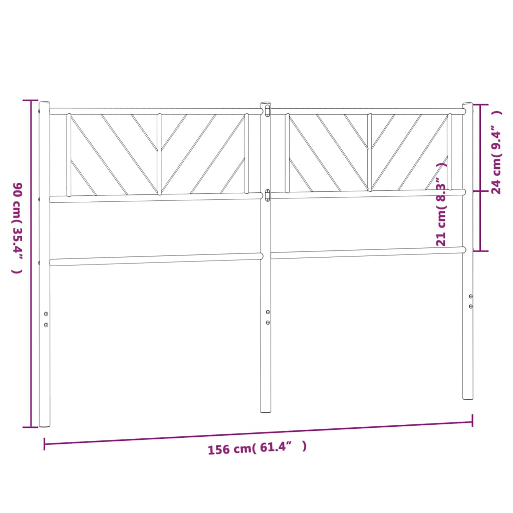 Cabeceira de cama 150 cm metal preto