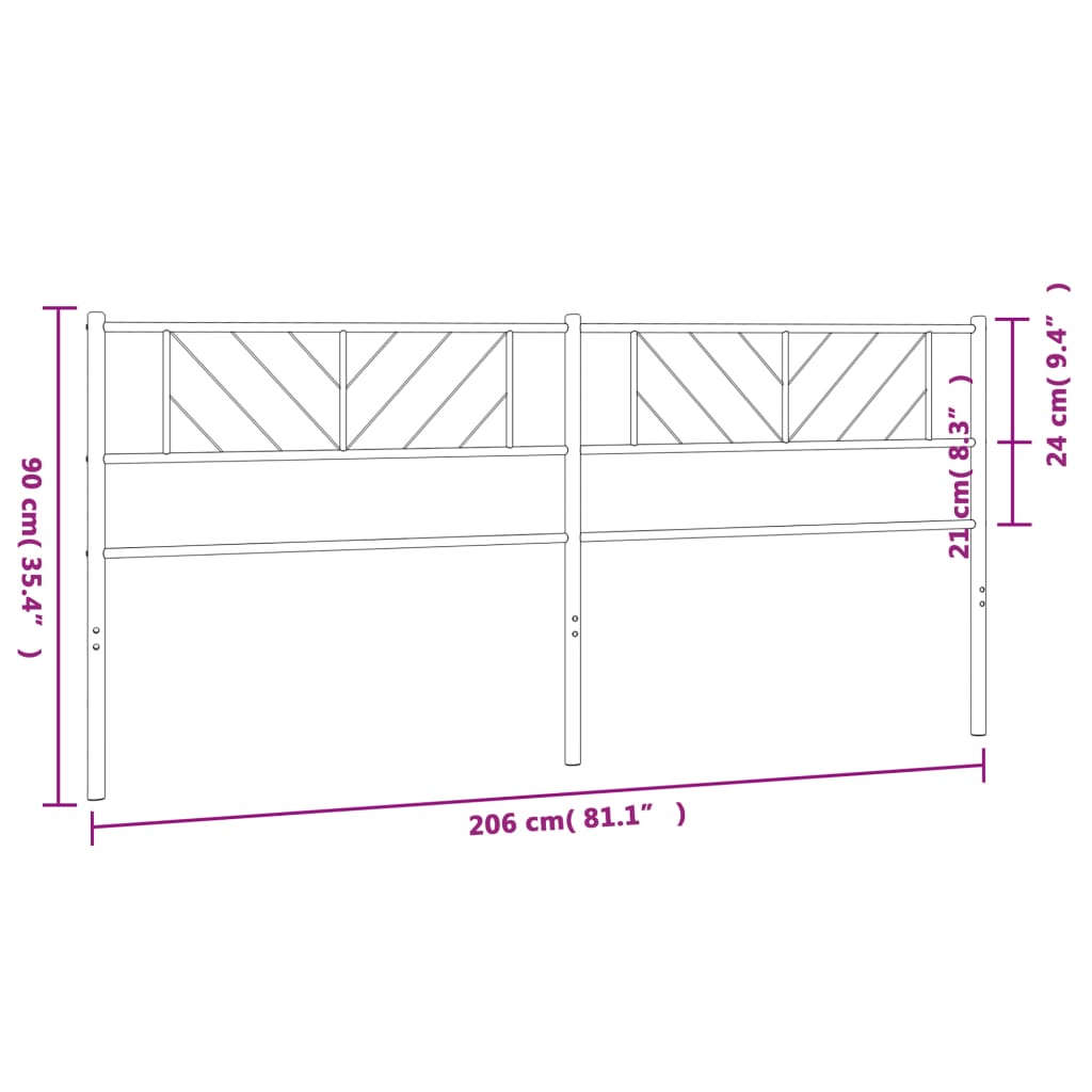 Cabeceira de cama 200 cm metal preto