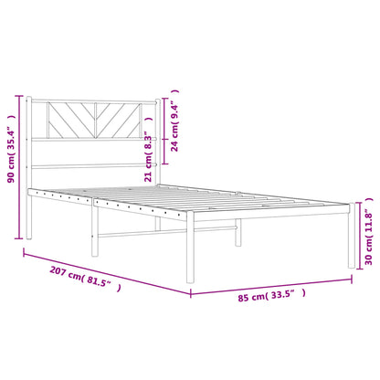 Estrutura de cama com cabeceira 80x200 cm metal branco