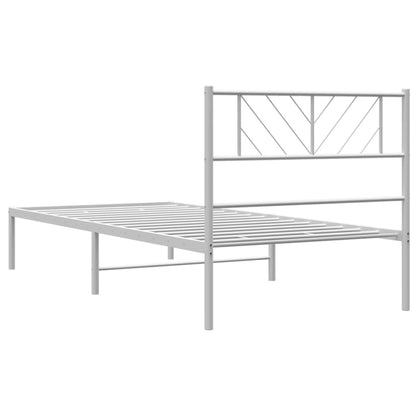 Estrutura de cama com cabeceira 100x190 cm metal branco