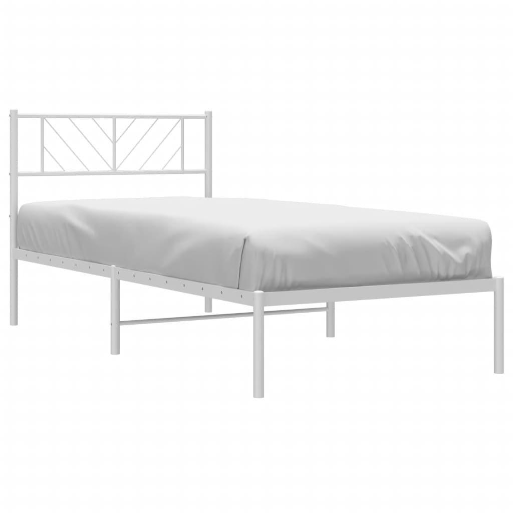 Estrutura de cama com cabeceira 100x200 cm metal branco