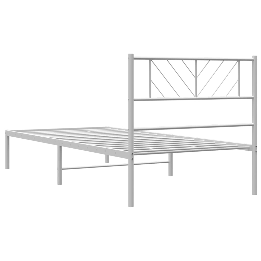 Estrutura de cama em metal com cabeceira 107x203 cm branco