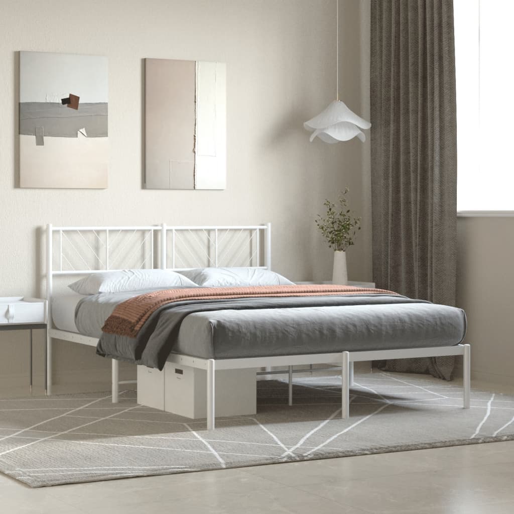 Estrutura de cama com cabeceira 120x200 cm metal branco