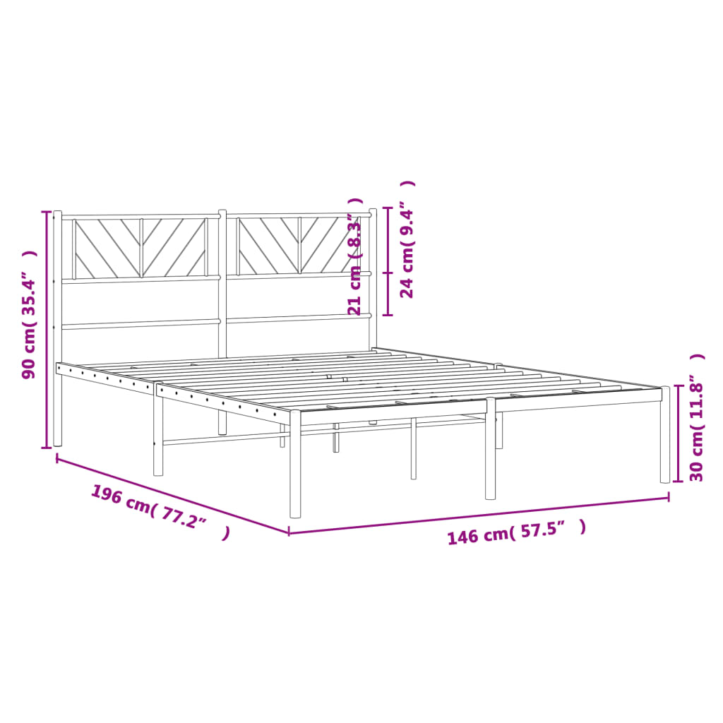 Estrutura de cama com cabeceira 140x190 cm metal branco