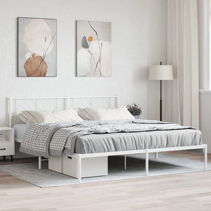 Estrutura de cama com cabeceira 183x213 cm metal branco