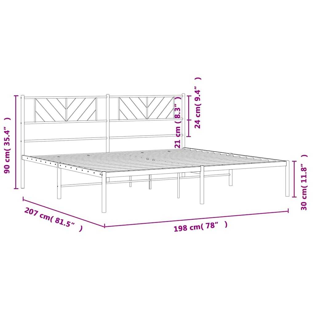 Estrutura de cama com cabeceira 193x203 cm metal branco