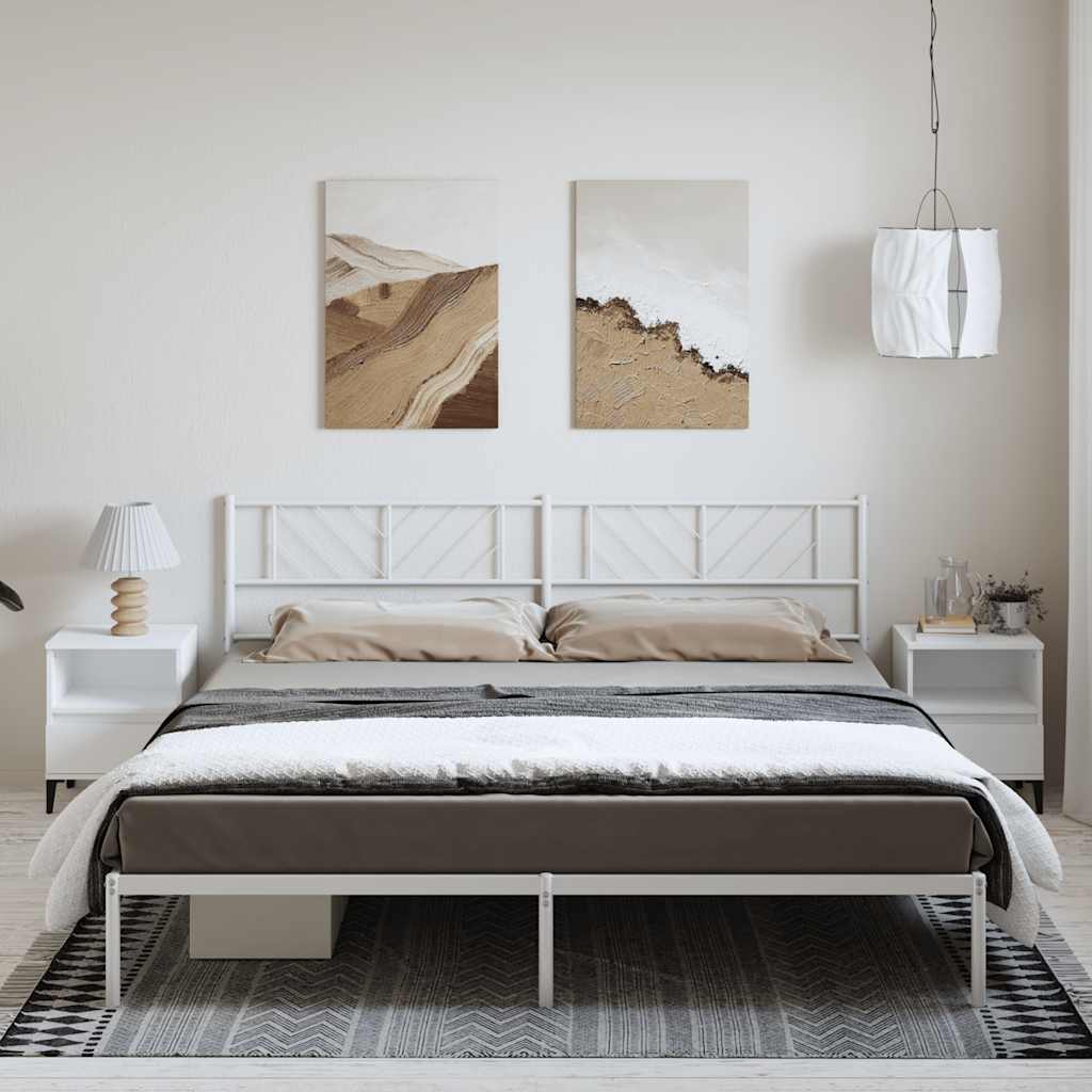 Estrutura de cama com cabeceira 193x203 cm metal branco