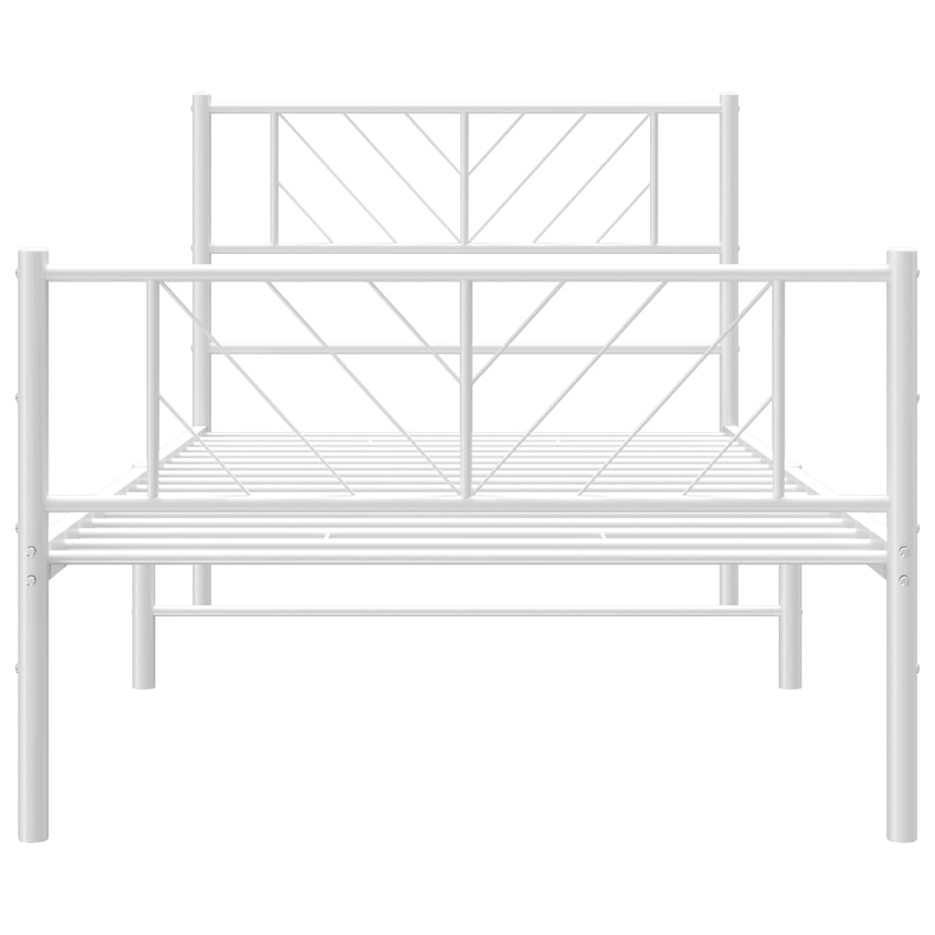 Estrutura de cama com cabeceira e pés 75x190 cm metal branco