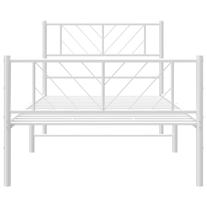 Estrutura de cama com cabeceira e pés 75x190 cm metal branco