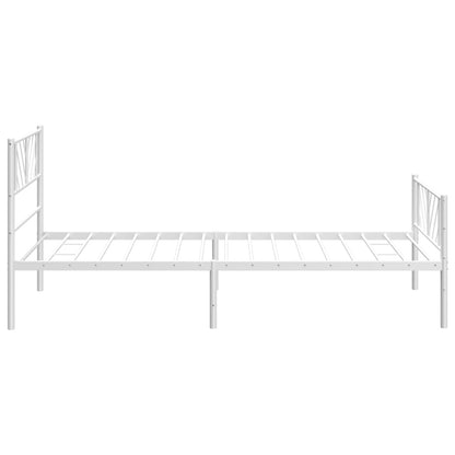 Estrutura de cama com cabeceira e pés 75x190 cm metal branco