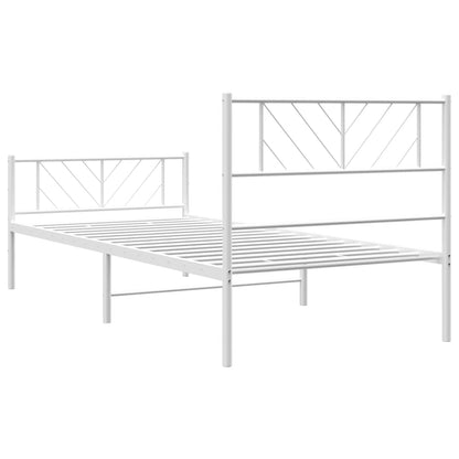 Estrutura de cama com cabeceira e pés 75x190 cm metal branco