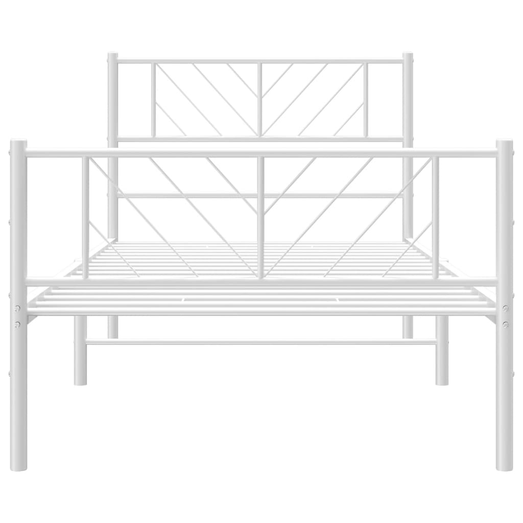 Estrutura de cama com cabeceira e pés 90x190 cm metal branco