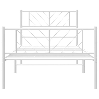 Estrutura de cama com cabeceira e pés 90x190 cm metal branco