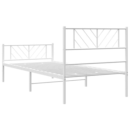 Estrutura de cama com cabeceira e pés 90x190 cm metal branco