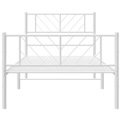 Estrutura de cama com cabeceira e pés 90x200 cm metal branco