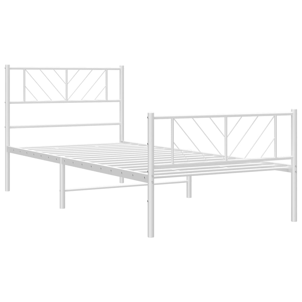 Estrutura de cama com cabeceira e pés 100x190 cm metal branco