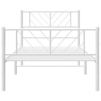 Estrutura de cama com cabeceira e pés 100x200 cm metal branco