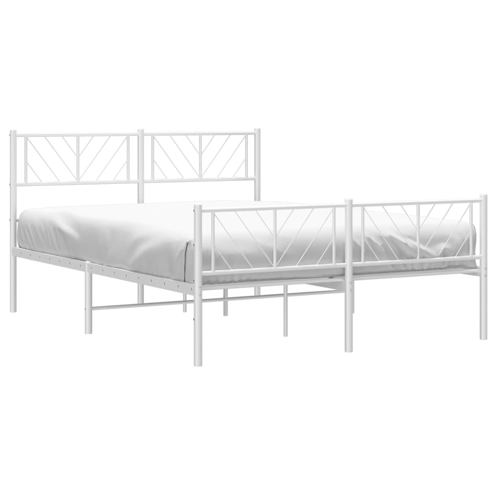 Estrutura de cama com cabeceira e pés 120x190 cm metal branco