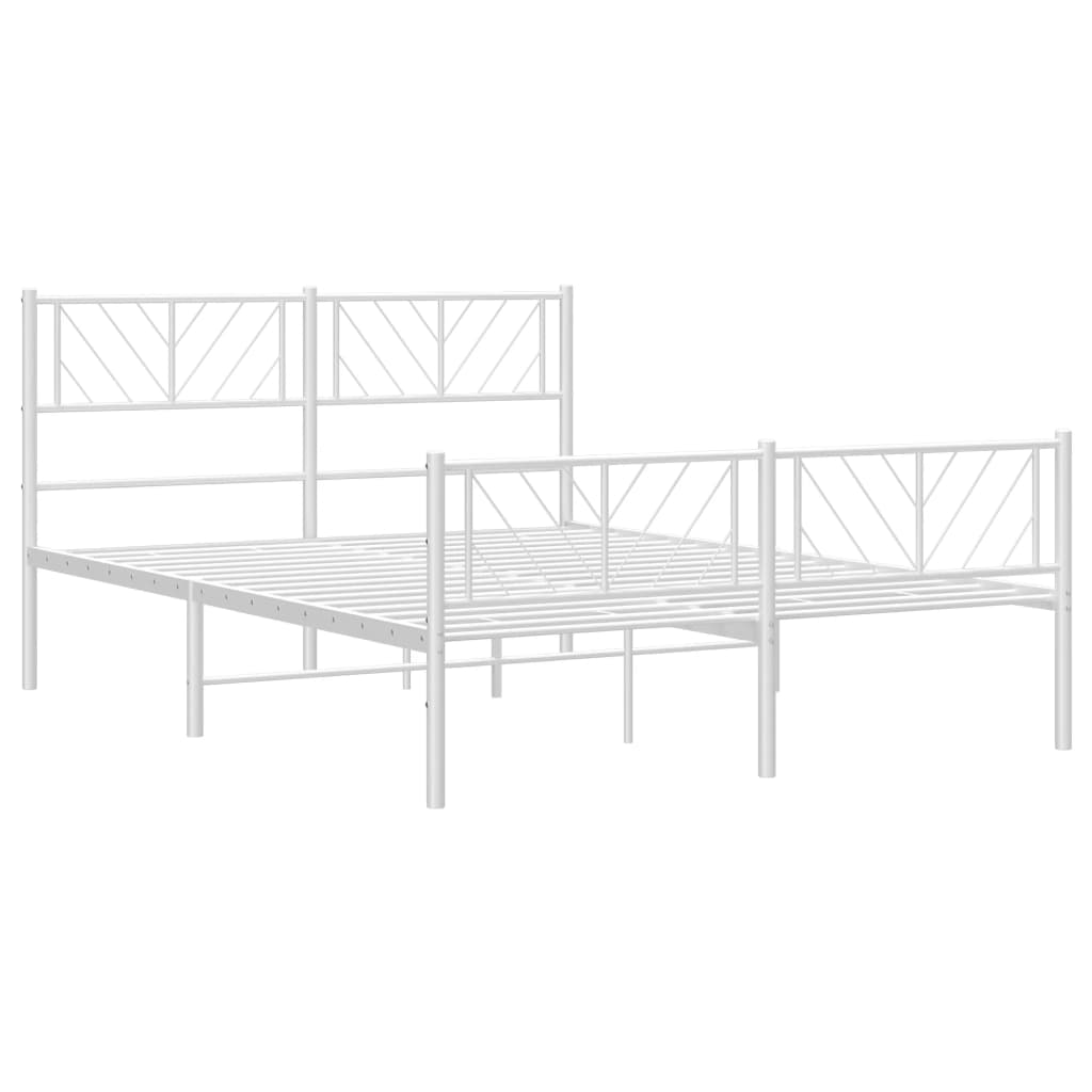 Estrutura de cama com cabeceira e pés 120x190 cm metal branco