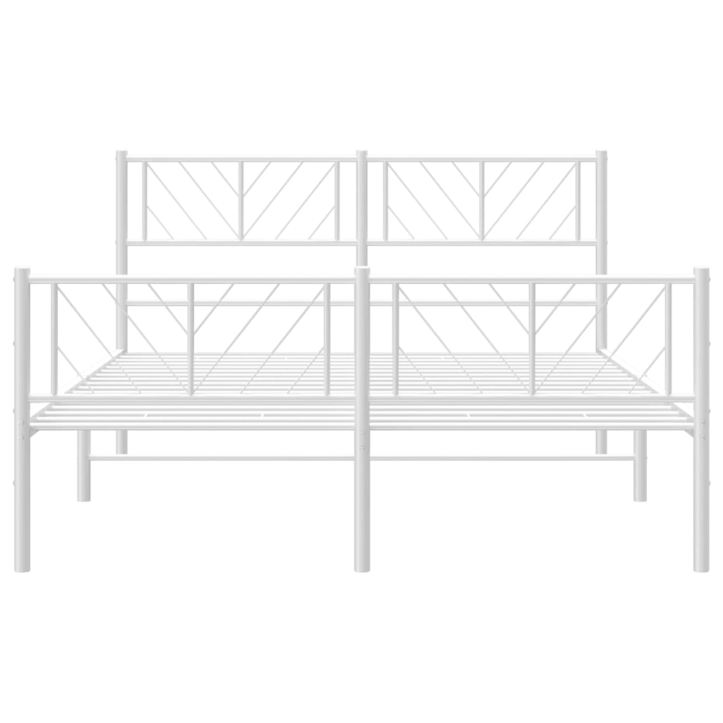 Estrutura de cama com cabeceira e pés 120x190 cm metal branco