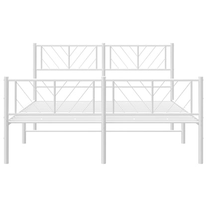 Estrutura de cama com cabeceira e pés 120x190 cm metal branco