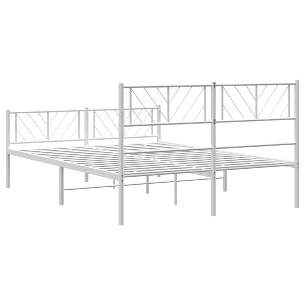 Estrutura de cama com cabeceira e pés 120x190 cm metal branco