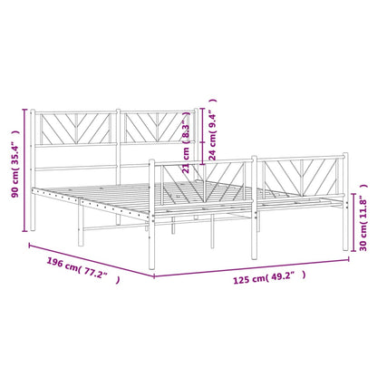 Estrutura de cama com cabeceira e pés 120x190 cm metal branco