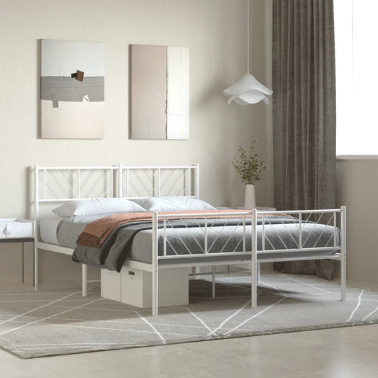 Estrutura de cama com cabeceira e pés 120x200 cm metal branco