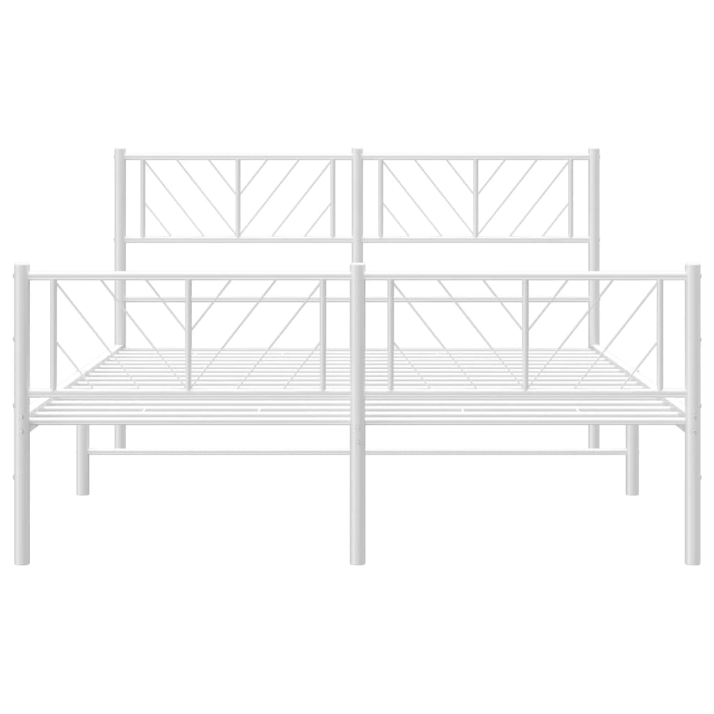 Estrutura de cama com cabeceira e pés 135x190 cm metal branco