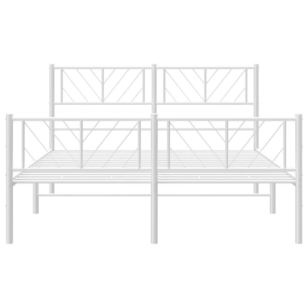 Estrutura de cama com cabeceira e pés 140x190 cm metal branco