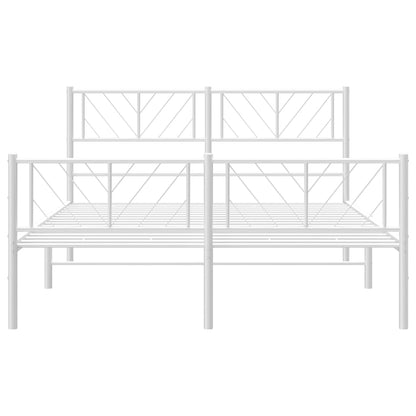 Estrutura de cama com cabeceira e pés 140x190 cm metal branco