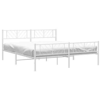 Estrutura de cama com cabeceira e pés 180x200 cm metal branco