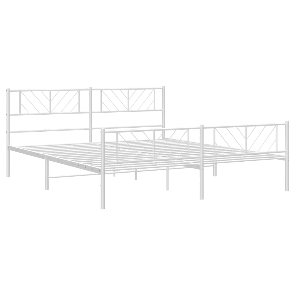 Estrutura de cama com cabeceira e pés 180x200 cm metal branco