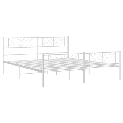 Estrutura de cama com cabeceira e pés 180x200 cm metal branco