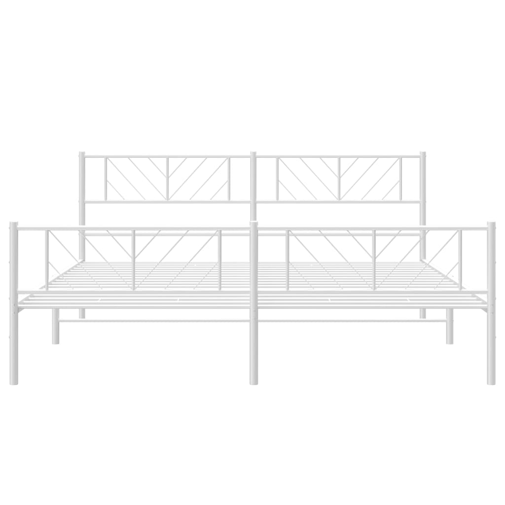 Estrutura de cama com cabeceira e pés 180x200 cm metal branco