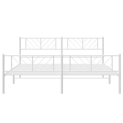 Estrutura de cama com cabeceira e pés 180x200 cm metal branco