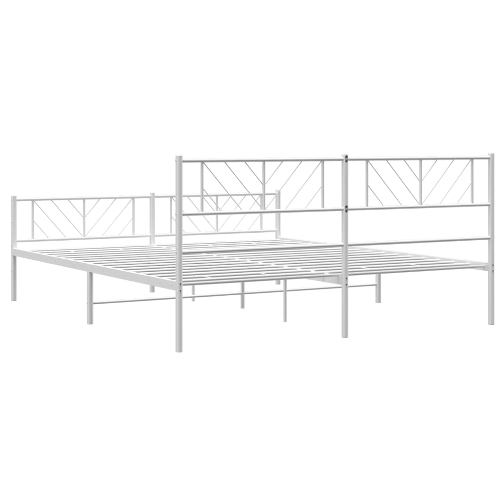 Estrutura de cama com cabeceira e pés 180x200 cm metal branco