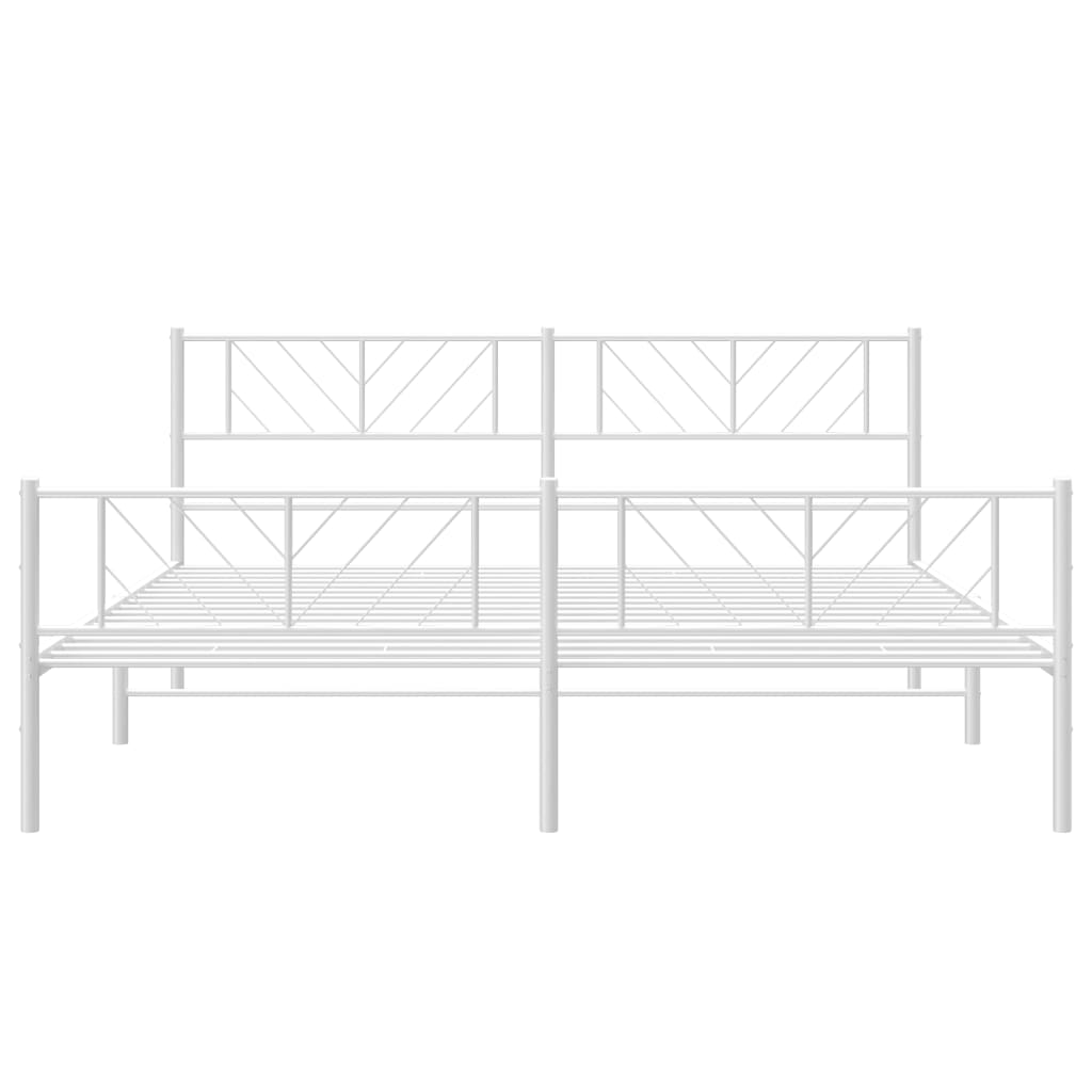 Estrutura de cama com cabeceira e pés 183x213 cm metal branco