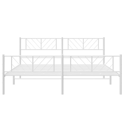 Estrutura de cama com cabeceira e pés 183x213 cm metal branco