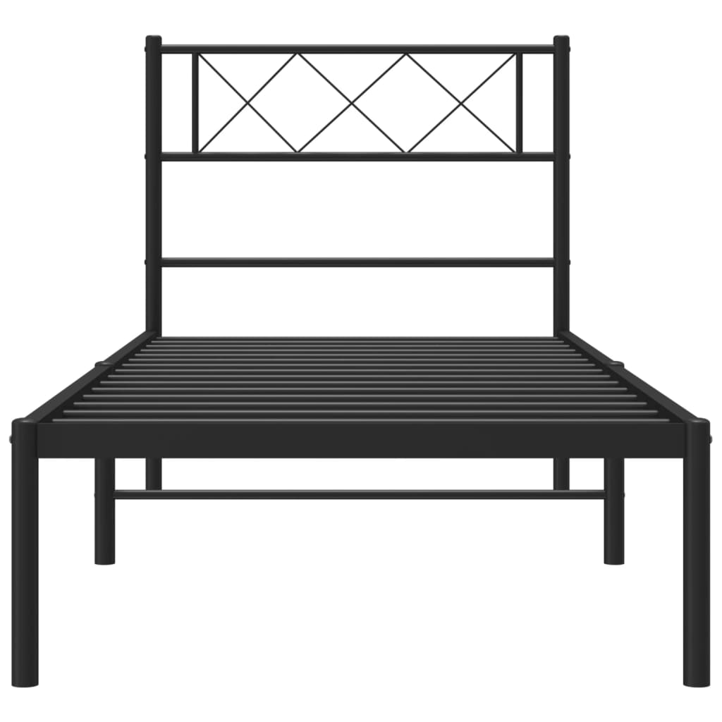 Estrutura de cama com cabeceira 75x190 cm metal preto