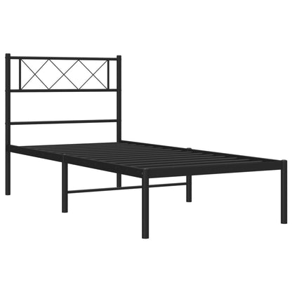 Estrutura de cama com cabeceira 75x190 cm metal preto