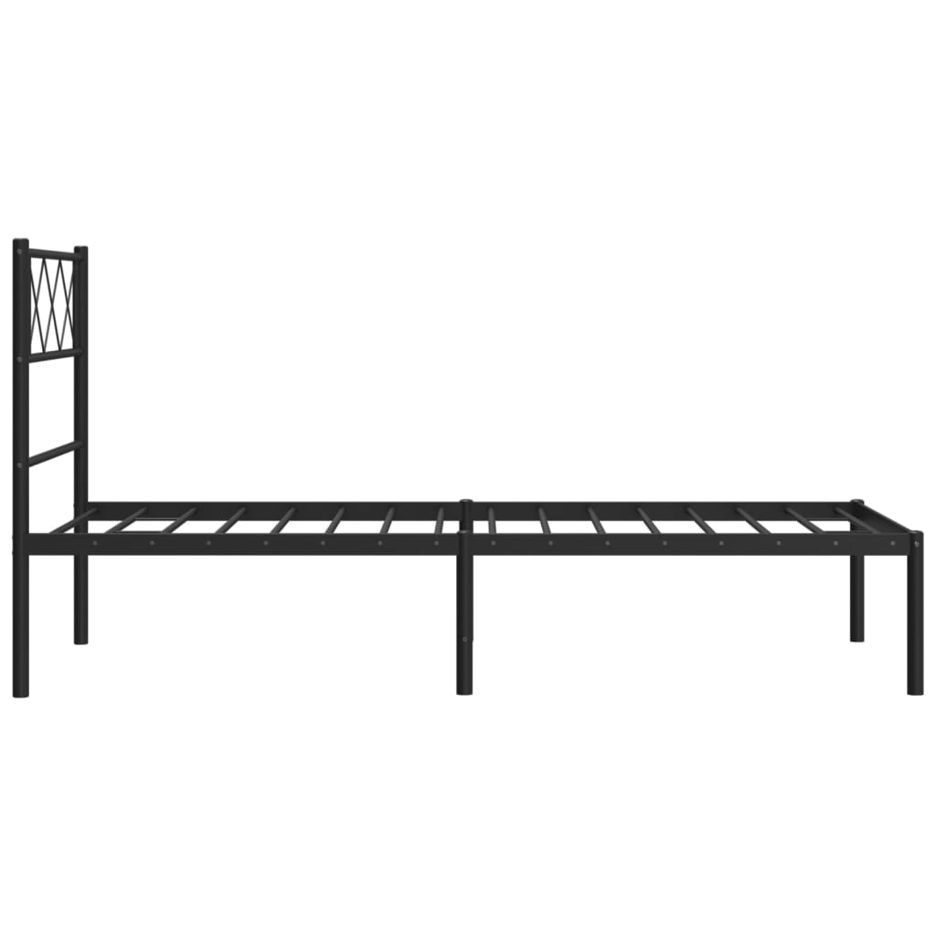 Estrutura de cama com cabeceira 75x190 cm metal preto