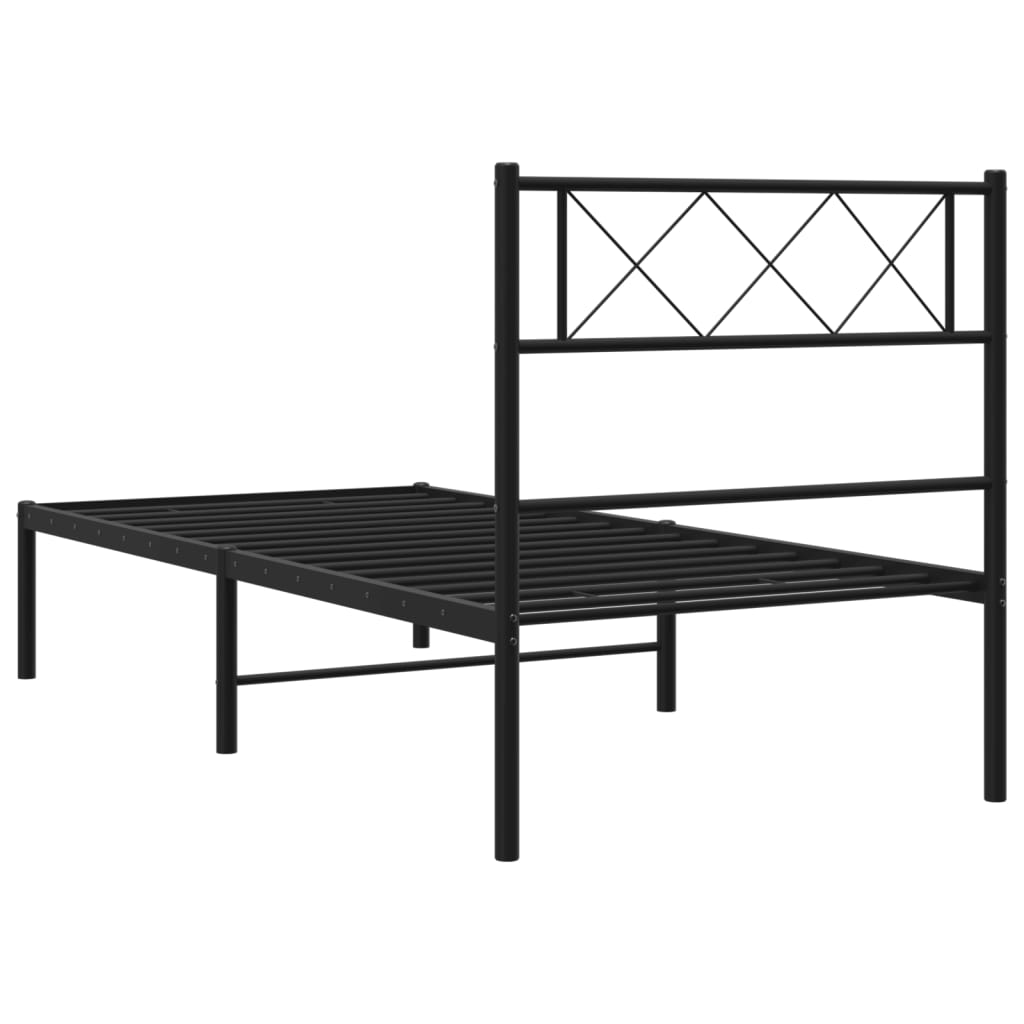 Estrutura de cama com cabeceira 75x190 cm metal preto