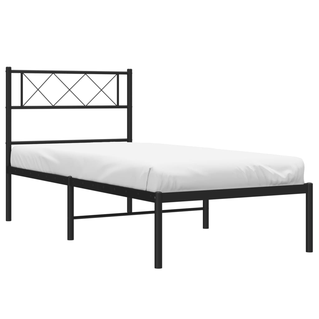 Estrutura de cama com cabeceira 80x200 cm metal preto