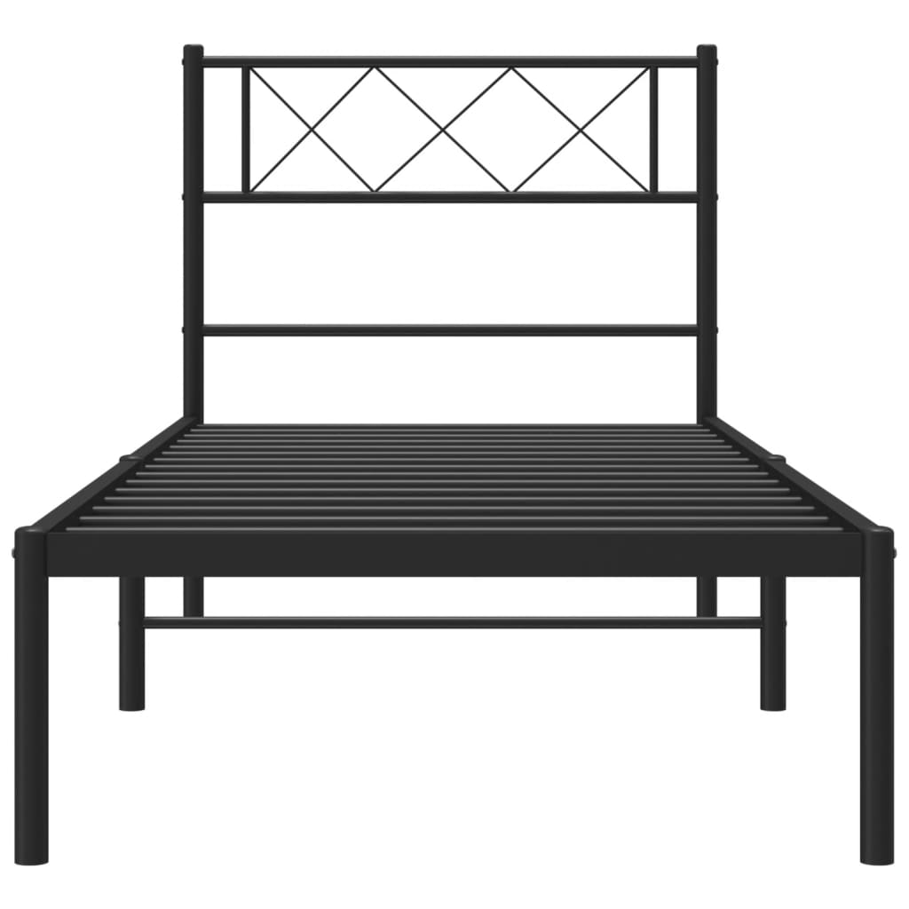 Estrutura de cama com cabeceira 80x200 cm metal preto