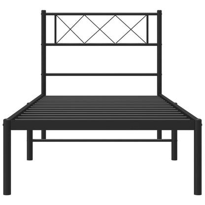 Estrutura de cama com cabeceira 80x200 cm metal preto