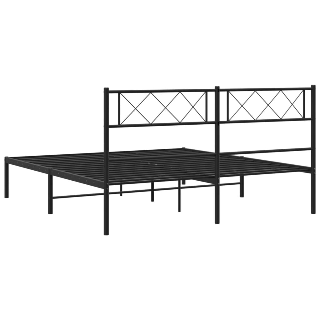 Estrutura de cama com cabeceira 120x190 cm metal preto