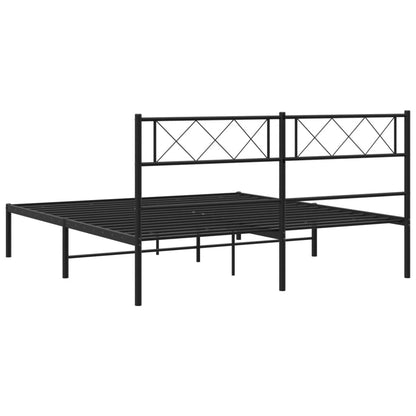 Estrutura de cama com cabeceira 120x190 cm metal preto